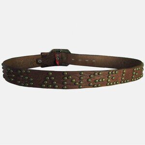 True Religion Los Angeles Studded Brown Leather Belt